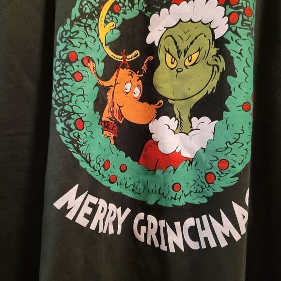 Dr. Seuss The Grinch Merry Grinchmas Long Sleeve Green Tee Shirt Cotton 2xl NWT - Picture 3 of 4